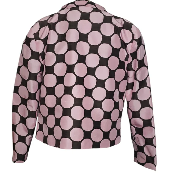 Chic Polka Dot Blazer - Pink and Brown - Picture 2 of 3